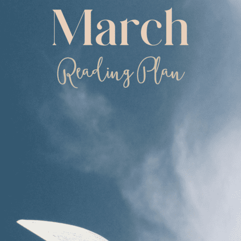 picture of clouds and bible blowing open in the breeze with the words March Reading Plan